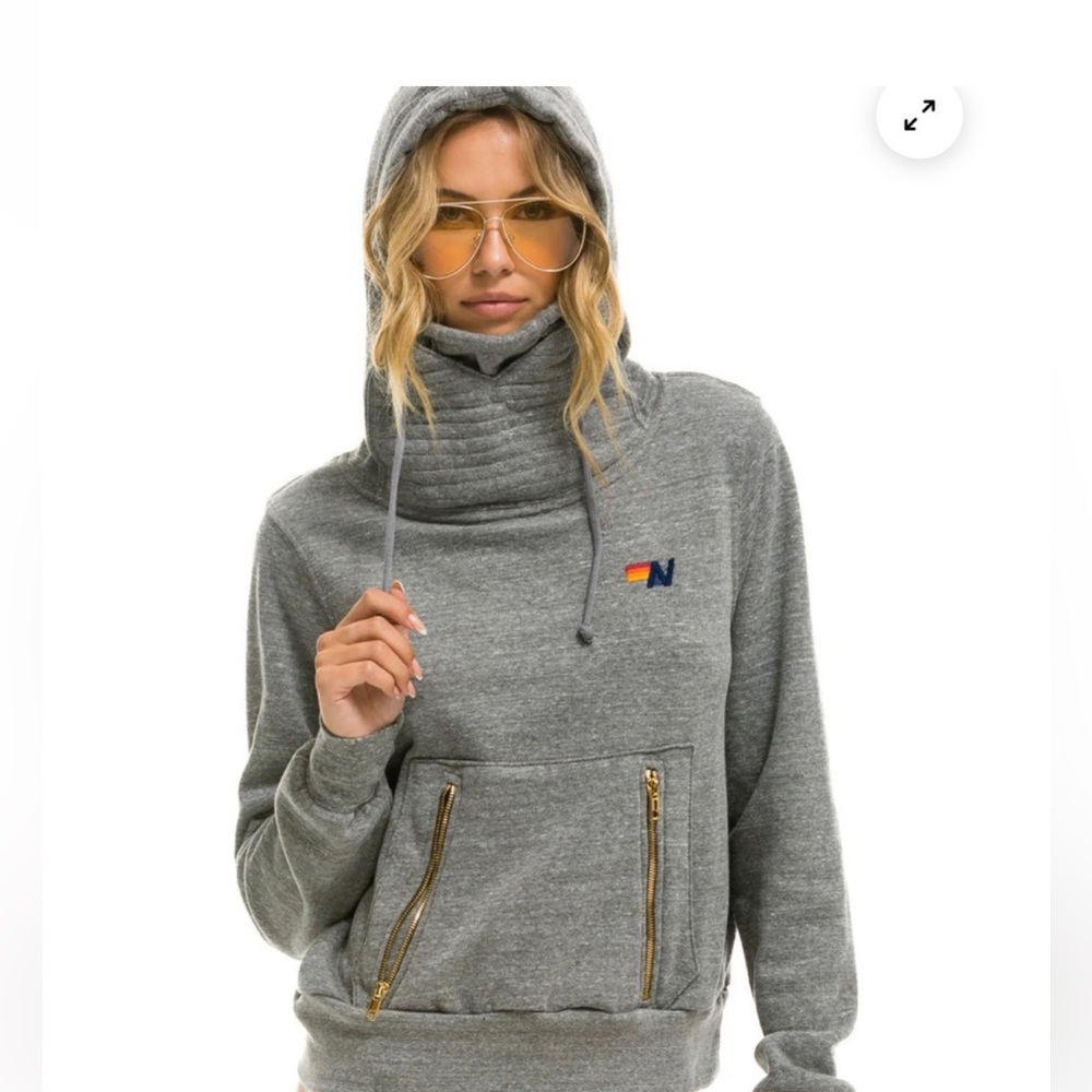 Aviator Nation Gray Ninja Hoodie with Gold Accents